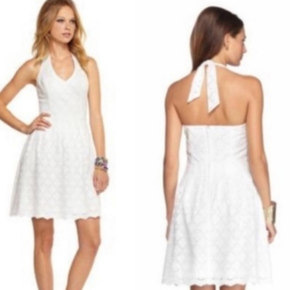 LILLY PULITZER White Eyelet Ross Halter Dress 4